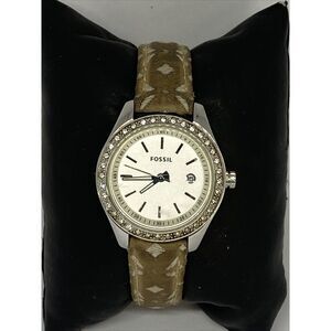 Fossil ES3054 Women's Brown Leather Analog Beige Dial Quartz Wrist Watch XR325